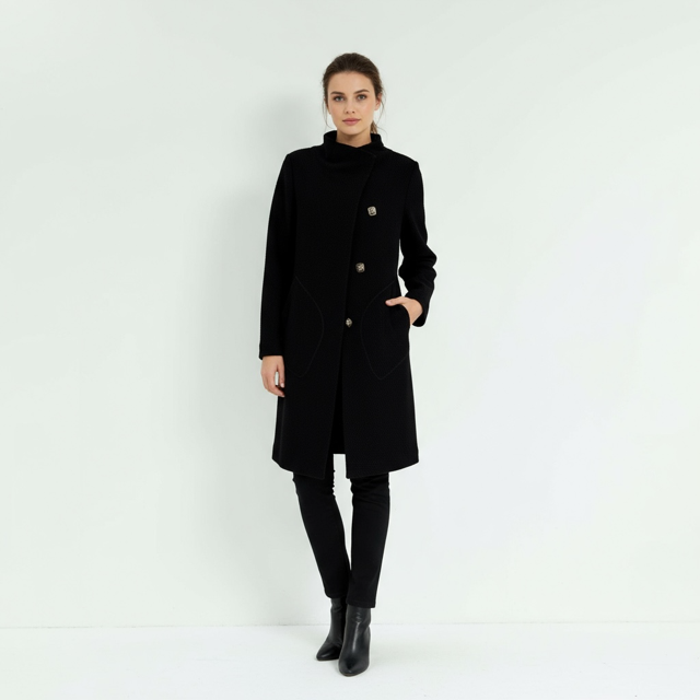 Assymetric Black Coat -Extravagance Fashion – Eastcastle