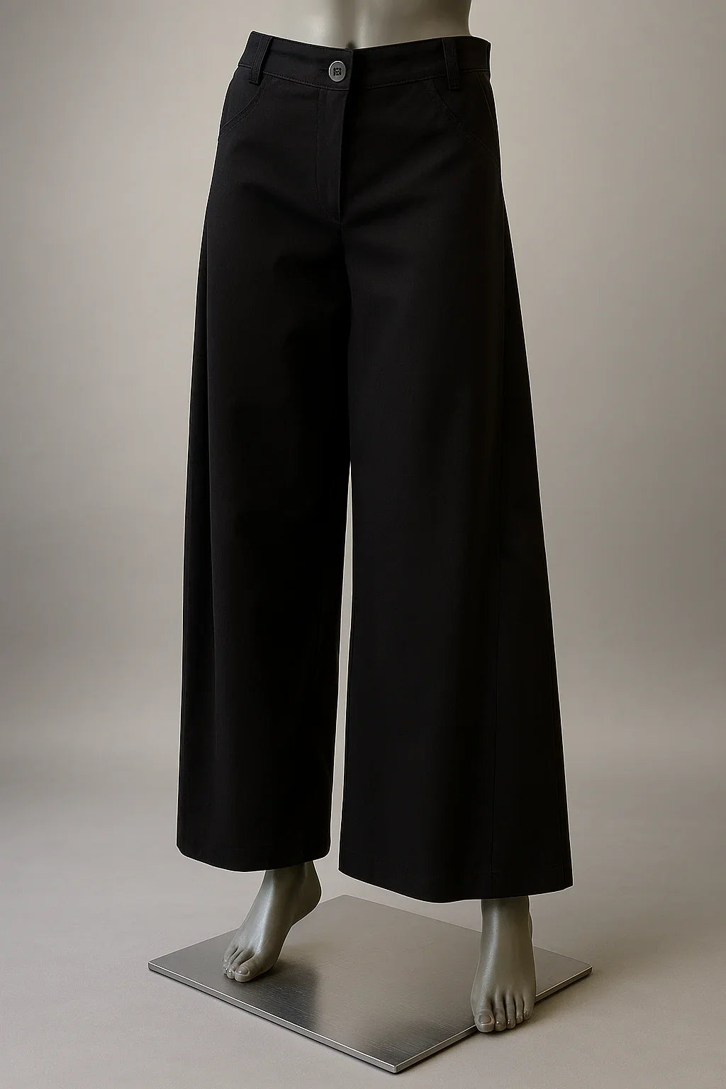 Stretch Black  wide  leg Trousers