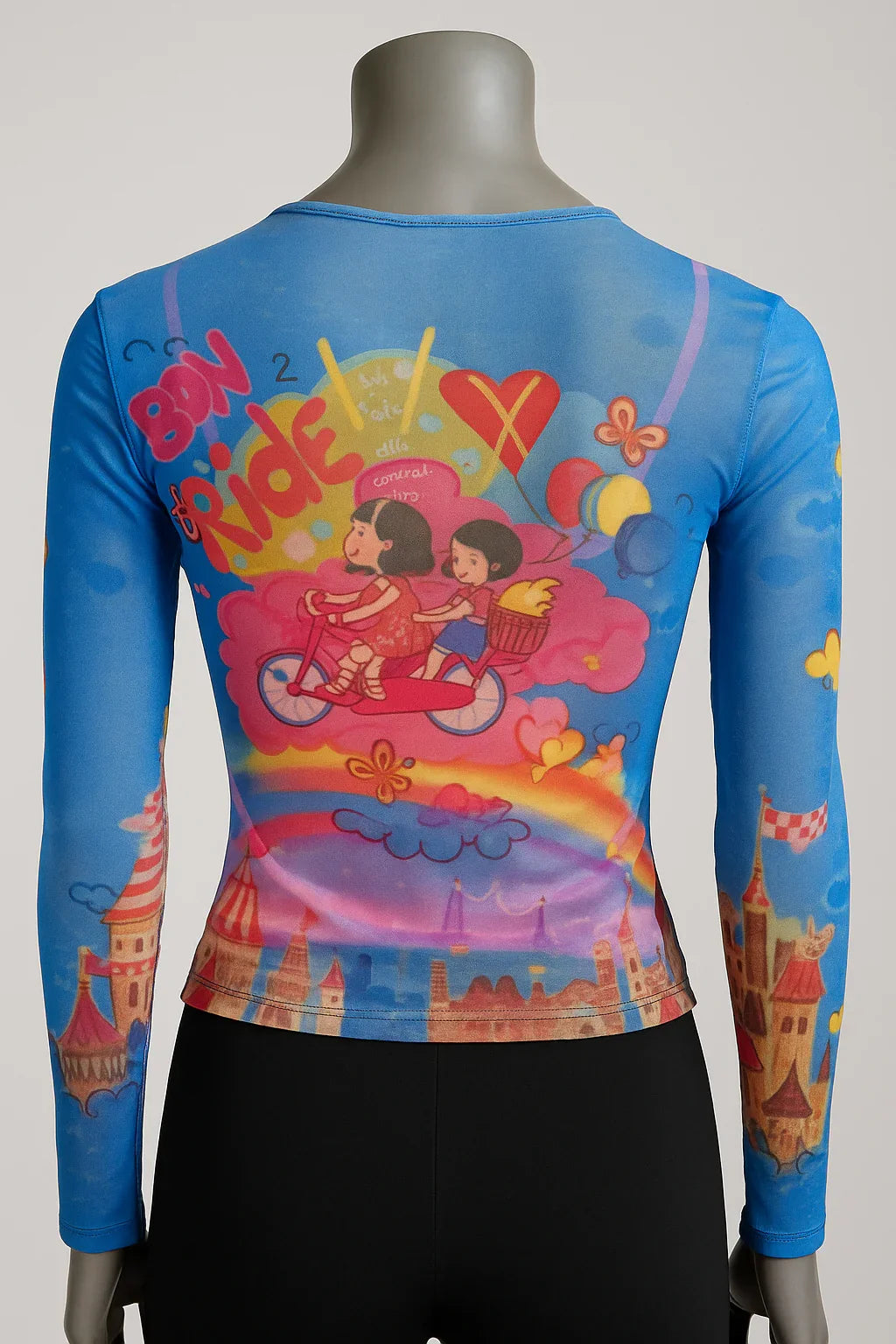 Printed Mesh T Shirt with Embelishment   Born To Ride Print - Extravagance Fashion 
