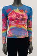 Printed Mesh T Shirt with Embelishment   Born To Ride Print - Extravagance Fashion 