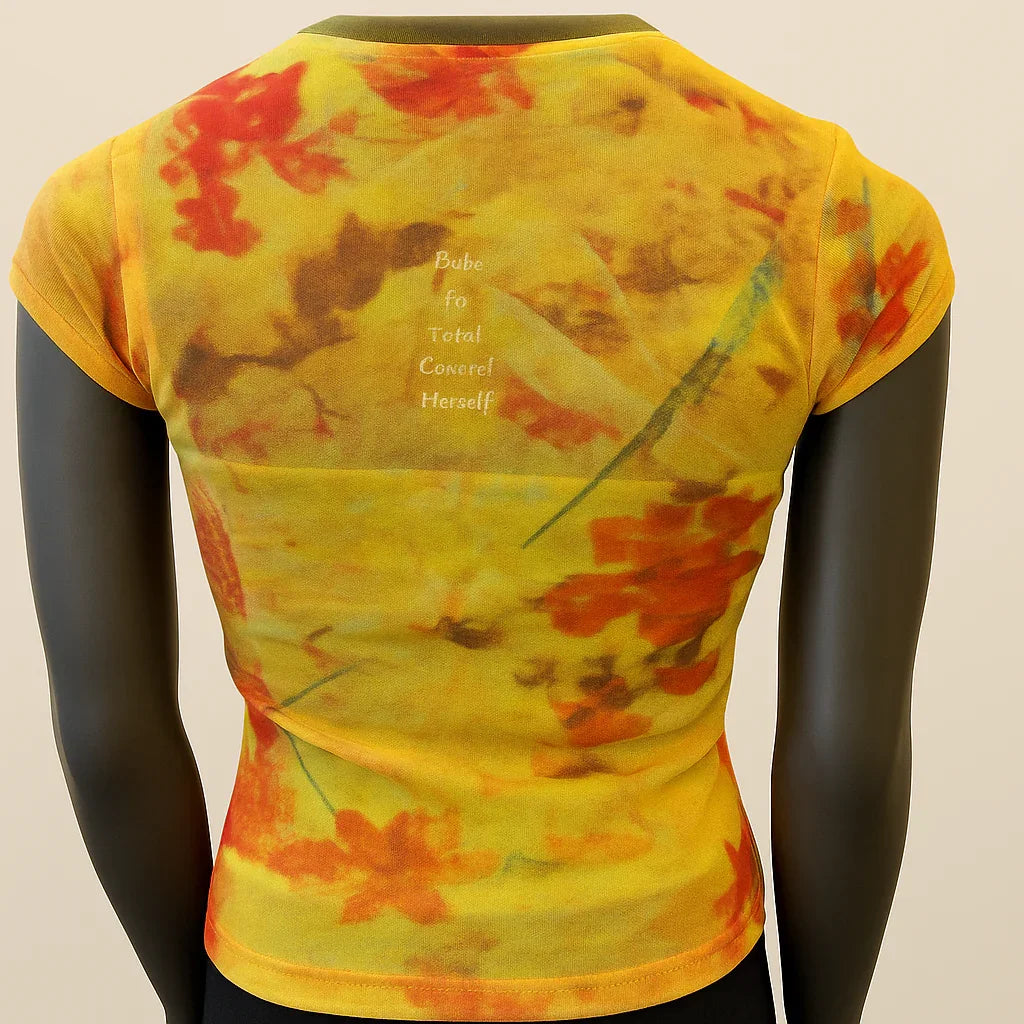 Printed Mesh T Shirt with Embelishment  Dragon Fly Print - Extravagance Fashion 