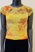 Printed Mesh T Shirt with Embelishment  Dragon Fly Print - Extravagance Fashion 