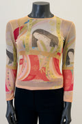 Printed Mesh T Shirt with Embelishment   Japanese Doll - Extravagance Fashion 