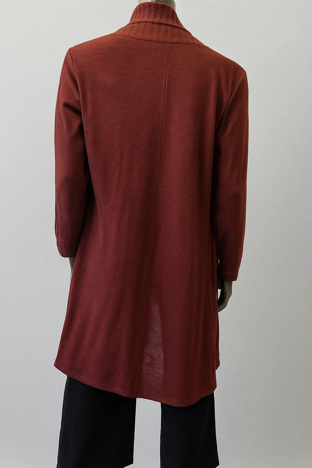 long knitted edge to edge Coat/ Cardigan with ribbing detail on lapel and pockets- style GYLIO 707 - Extravagance Fashion 