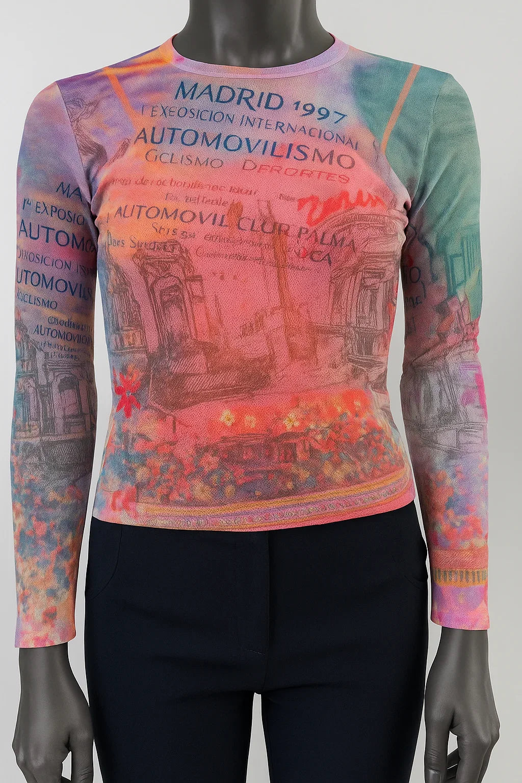 Printed Mesh T Shirt with Embelishment   Paolo Madrid 1977 Print - Extravagance Fashion 