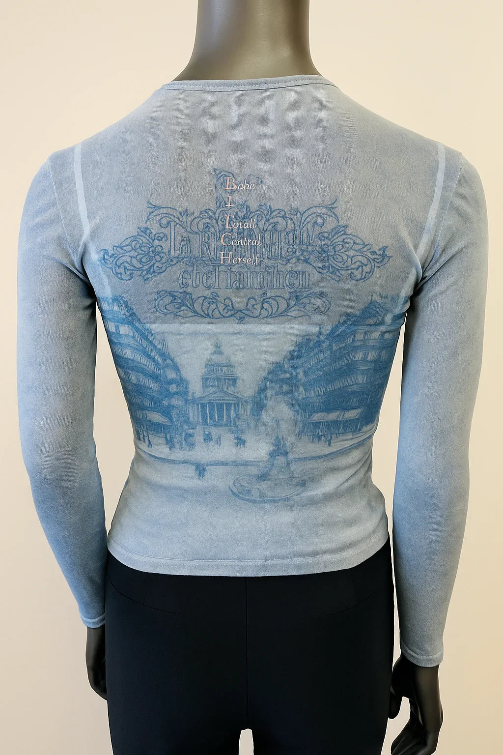 Printed Mesh T Shirt with Embelishment Patheon Print - Extravagance Fashion 