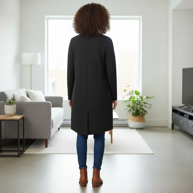Assymetric Black Coat - Extravagance Fashion 