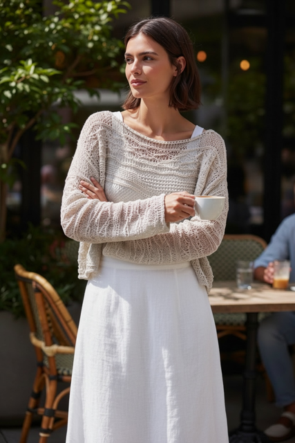 Open Weave Cropped Sweater
