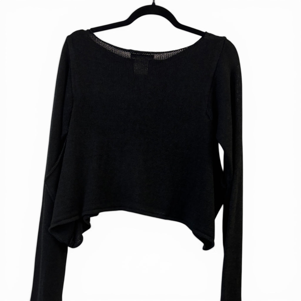 Wide Neck Drapey Cropped Sweater