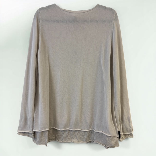 Mid Length Tunic Sweater with Layered Frill Hem