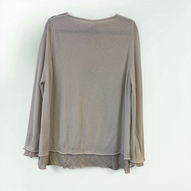 Mid Length Tunic Sweater with Layered Frill Hem