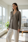 Asymmetric Cardigan with Side Slit -Sarah Pacini Style 8247
