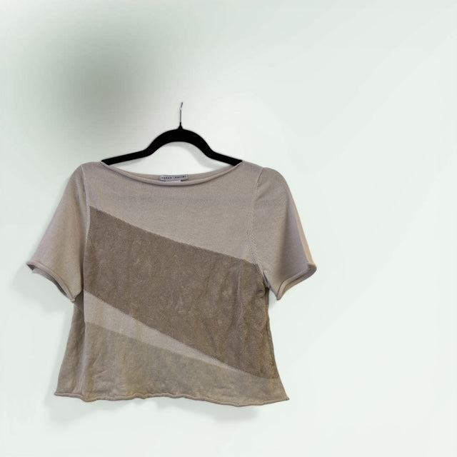 Short Sleeve Two Tone Knitted Top- Sarah Pacini Style No.8224