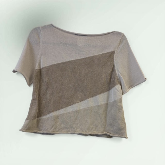 Short Sleeve Two Tone Knitted Top- Sarah Pacini Style No.8224
