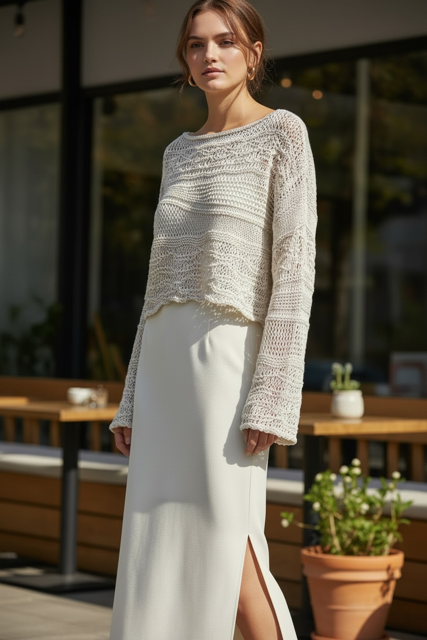 Open Weave Cropped Sweater