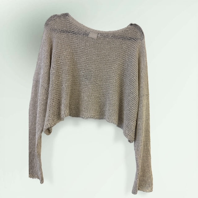 Wide Neck Drapey Cropped Sweater