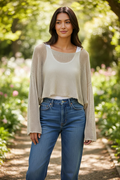 Loose Knit Drapey One Size Short Sweater