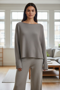 Knitted Tunic Sweater with Side Slits