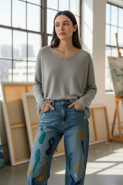 Drapey V Neck One Size Sweater