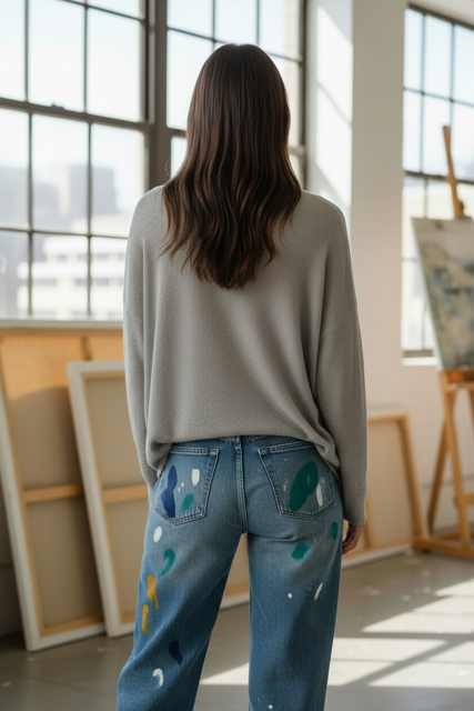 Drapey V Neck One Size Sweater