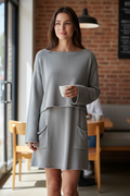 Wide Neck Drapey Cropped Sweater