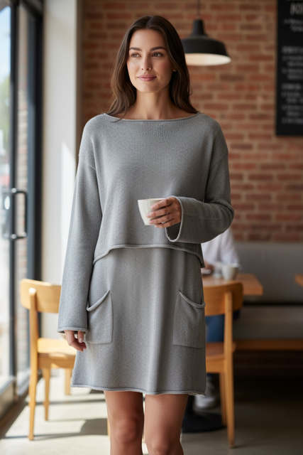 A-Line Knitted Tabard with Droop Pockets