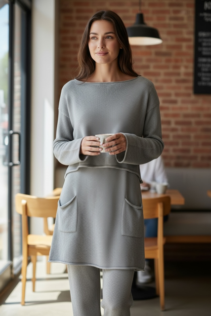 A-Line Knitted Tabard with Droop Pockets