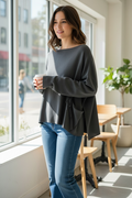 Drapey Sweater with Tie Pocket