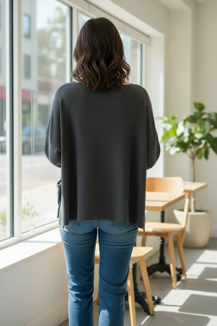 Drapey Sweater with Tie Pocket