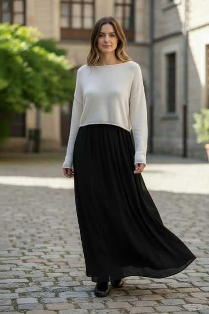 Short Sweater with Mock Hood