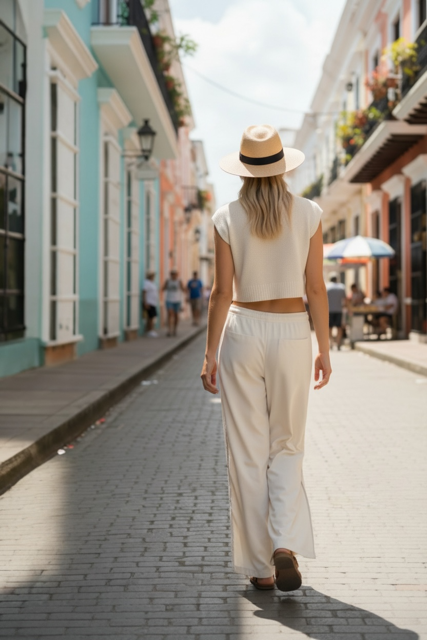 Stretch Nylon Trousers with Side Slit Zips
