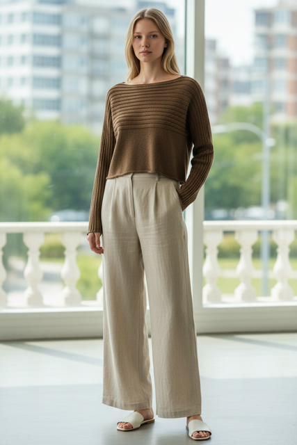Half Ribbed Mustard Cropped Sweater — Sarah Pacini