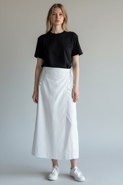 Mock Wrap waxed Linen Skirt Paolo Belluci