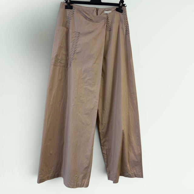 Long Mock Wrap Waxed Linen Trouser - Paolo Bellucci Style Petale 68