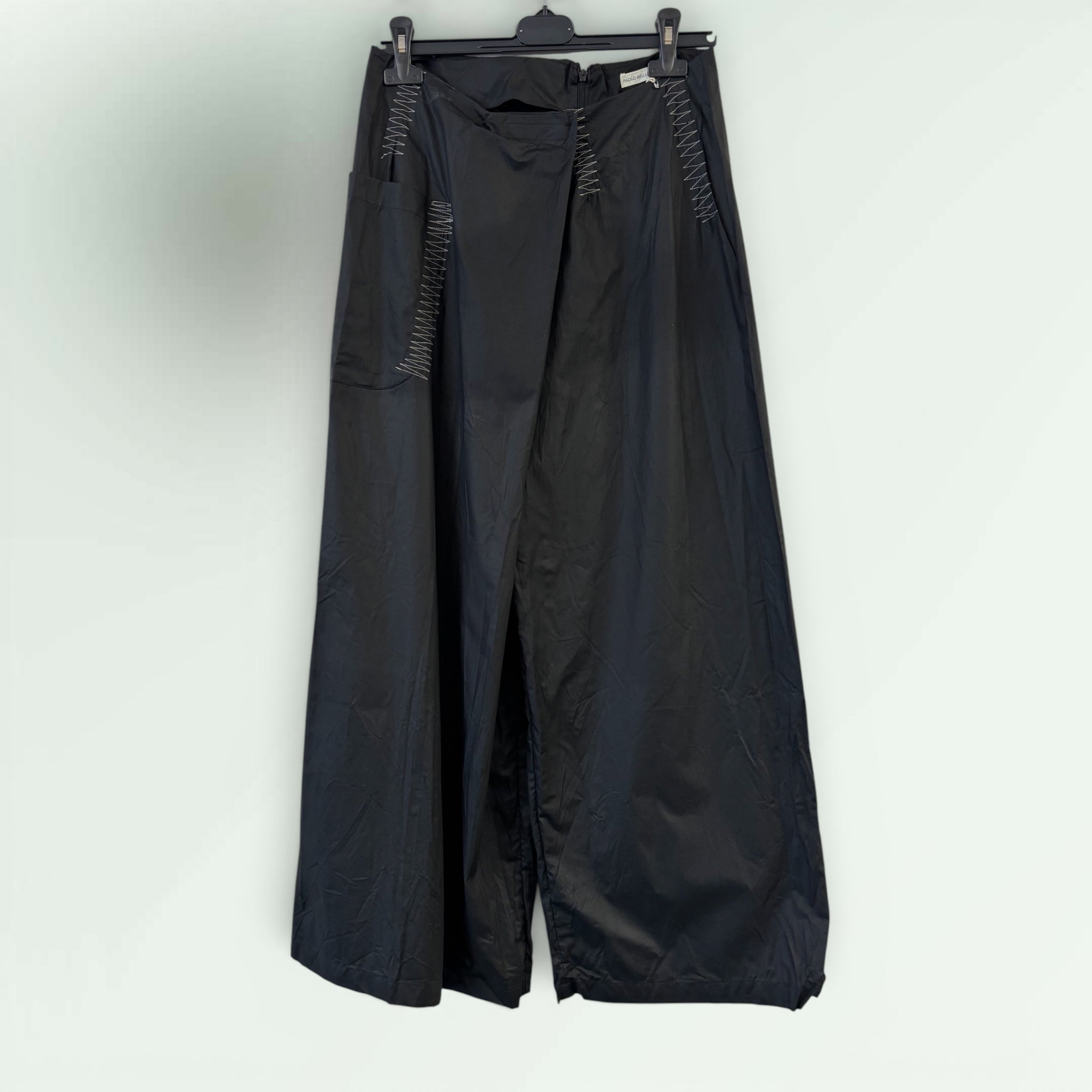 Long Mock Wrap Waxed Linen Trouser - Paolo Bellucci Style Petale 68