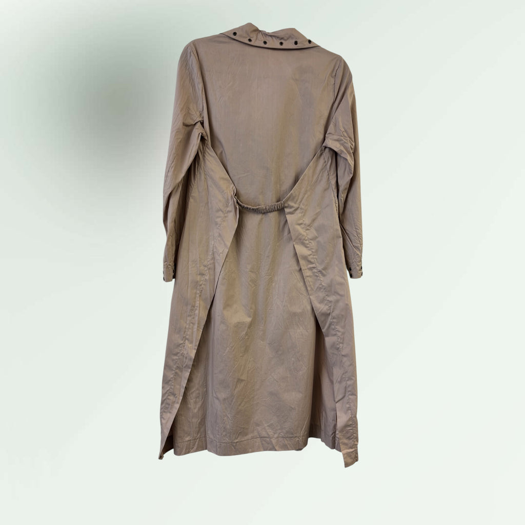 Long waxed linen Contemporary Coat with Zig Zig Embroidery -Poalo Bellucci style Petale 69