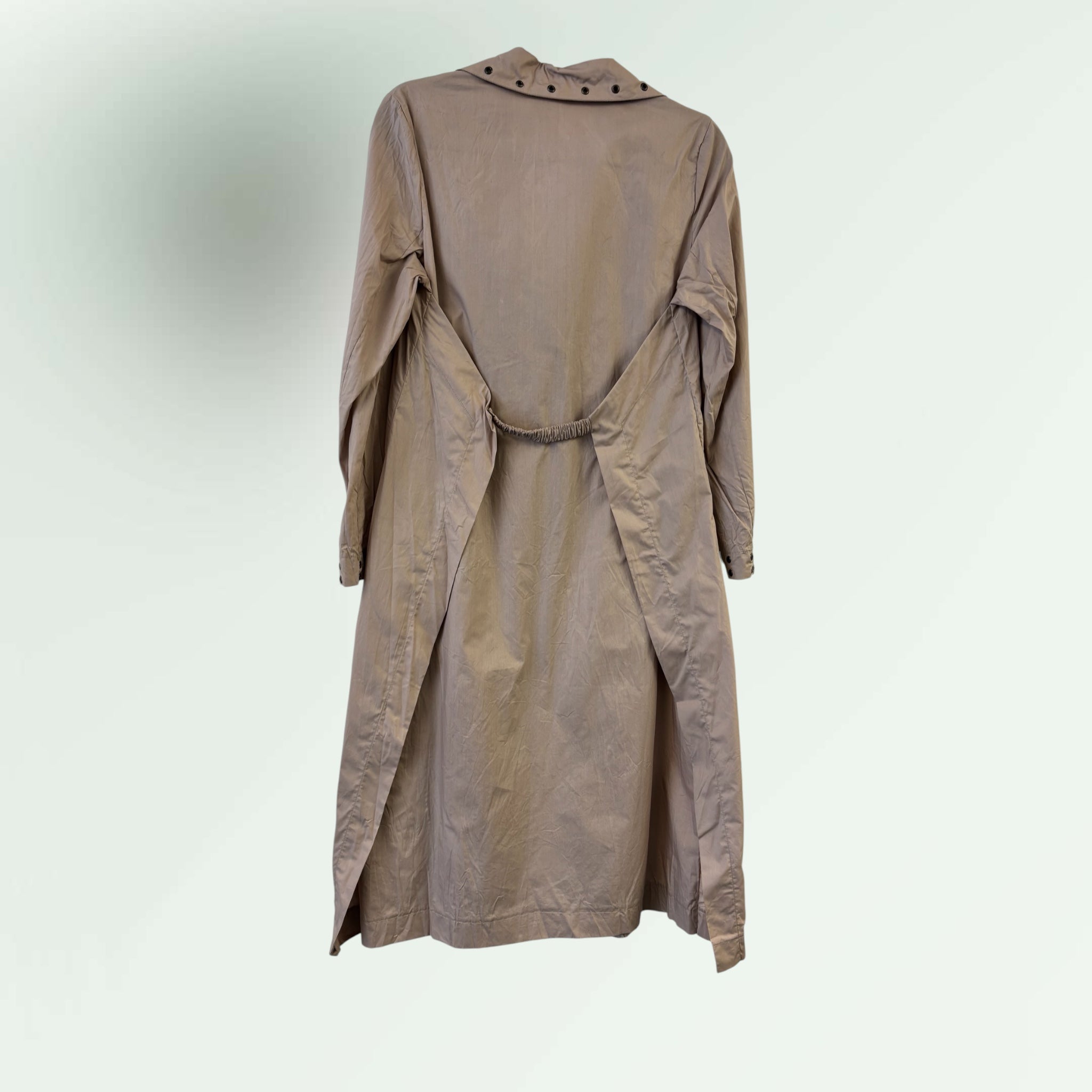 Long waxed linen Contemporary Coat with Zig Zig Embroidery -Poalo Bellucci style Petale 69