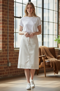 Midi White Satin Skirt -Paolo Bellucci style no.Quid 68