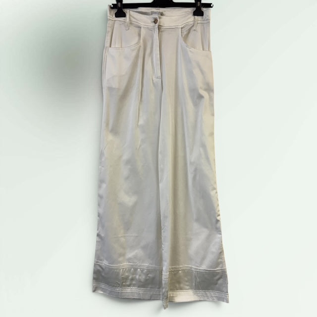 Long White Satin Trousers paolo Bellucci Style Quid 69