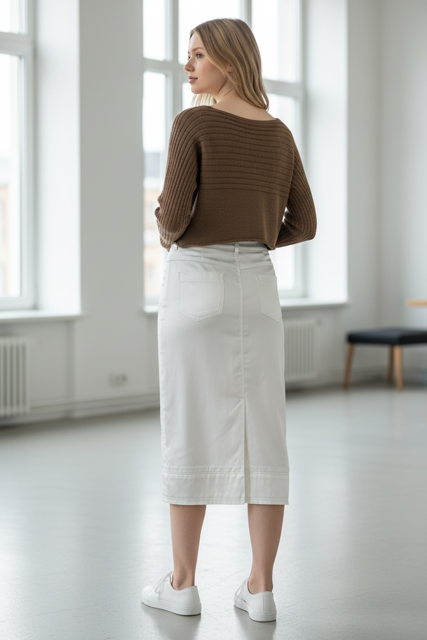 Midi White Satin Skirt -Paolo Bellucci style no.Quid 68