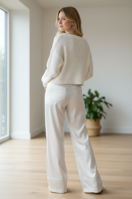 Long White Satin Trousers paolo Bellucci Style Quid 69