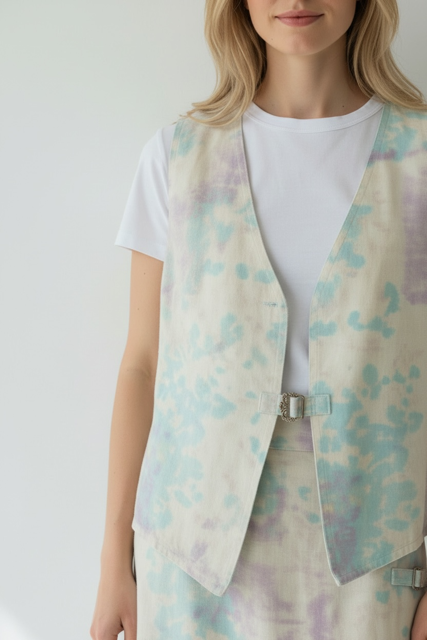 Water Print cropped cotton Waistcoat -Paolo Bellucci