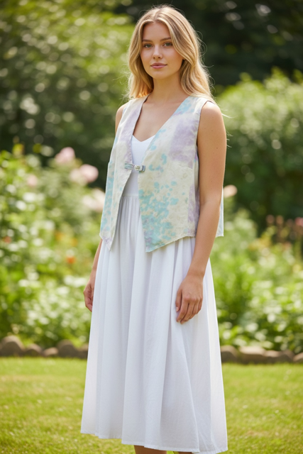 Water Print cropped cotton Waistcoat -Paolo Bellucci