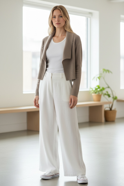 Sarah Pacini Cropped Cotton Cardigan