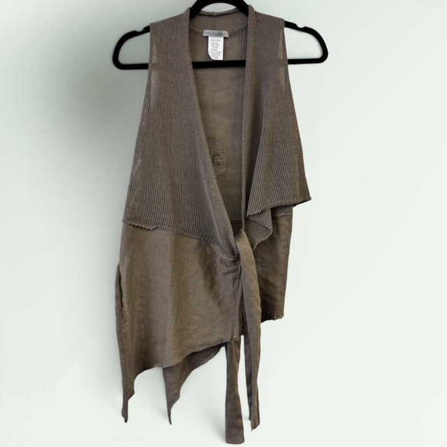 Sarah Pacini Two-Tone Cotton Linen Wrap Gilet