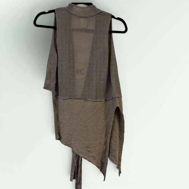 Sarah Pacini Two-Tone Cotton Linen Wrap Gilet