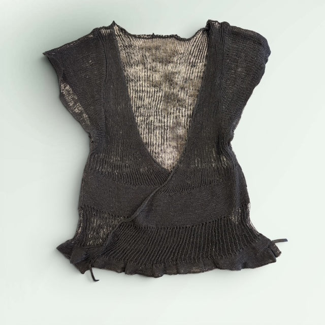 Sarah Pacini Delicate Cropped Wrap Gilet
