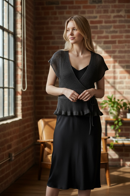 Sarah Pacini Delicate Cropped Wrap Gilet