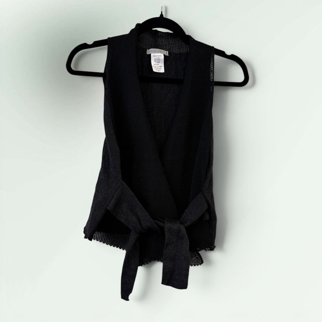 Sarah Pacini Linen Cropped Tie Gilet