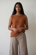 Sleeveless Asymmetric Ribbed design Sarah Pacini knitted top in viscose